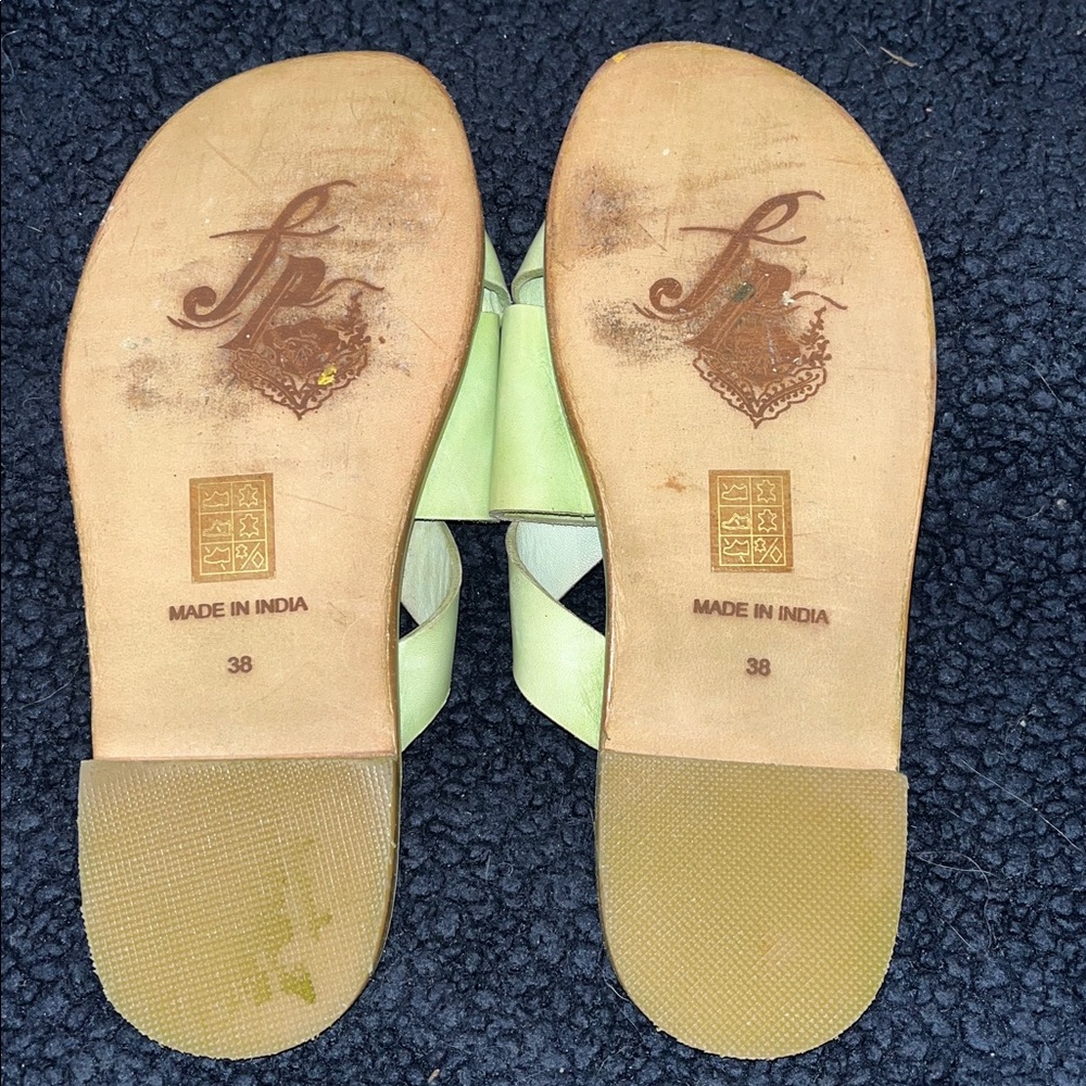 Free People Shoe 
Del Mar Sandal Slide Flat Slip On Mint Green Cross Open Toe 7 - Picture 4 of 6